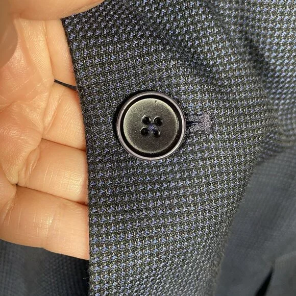 Oak Hill Sport Coat 3XL 54R/56R Navy Weave Patterned Viscose Polyester Blend